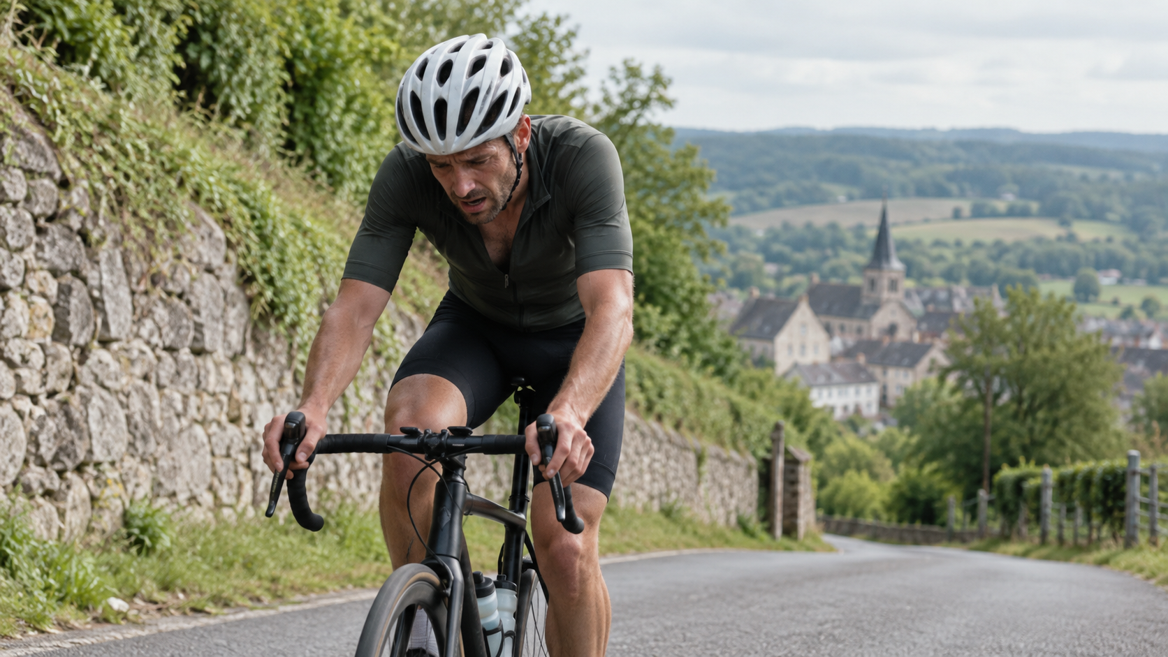 Cycliste fatigué pendant un effort prolongé