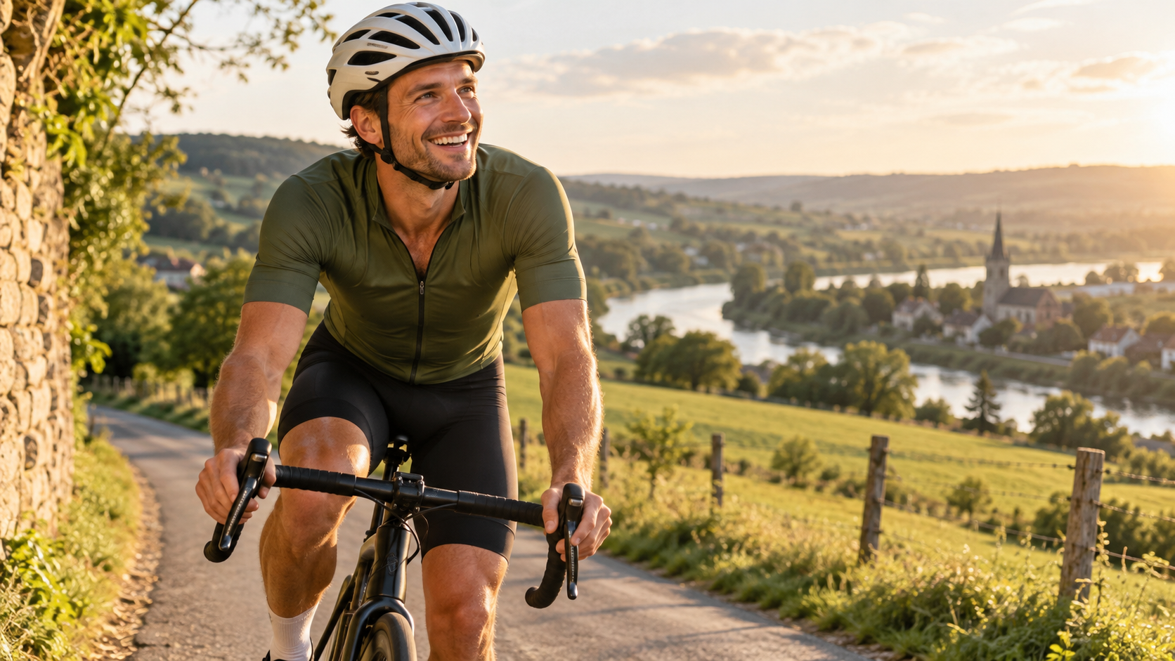 Cycliste heureux après une sortie bien gérée